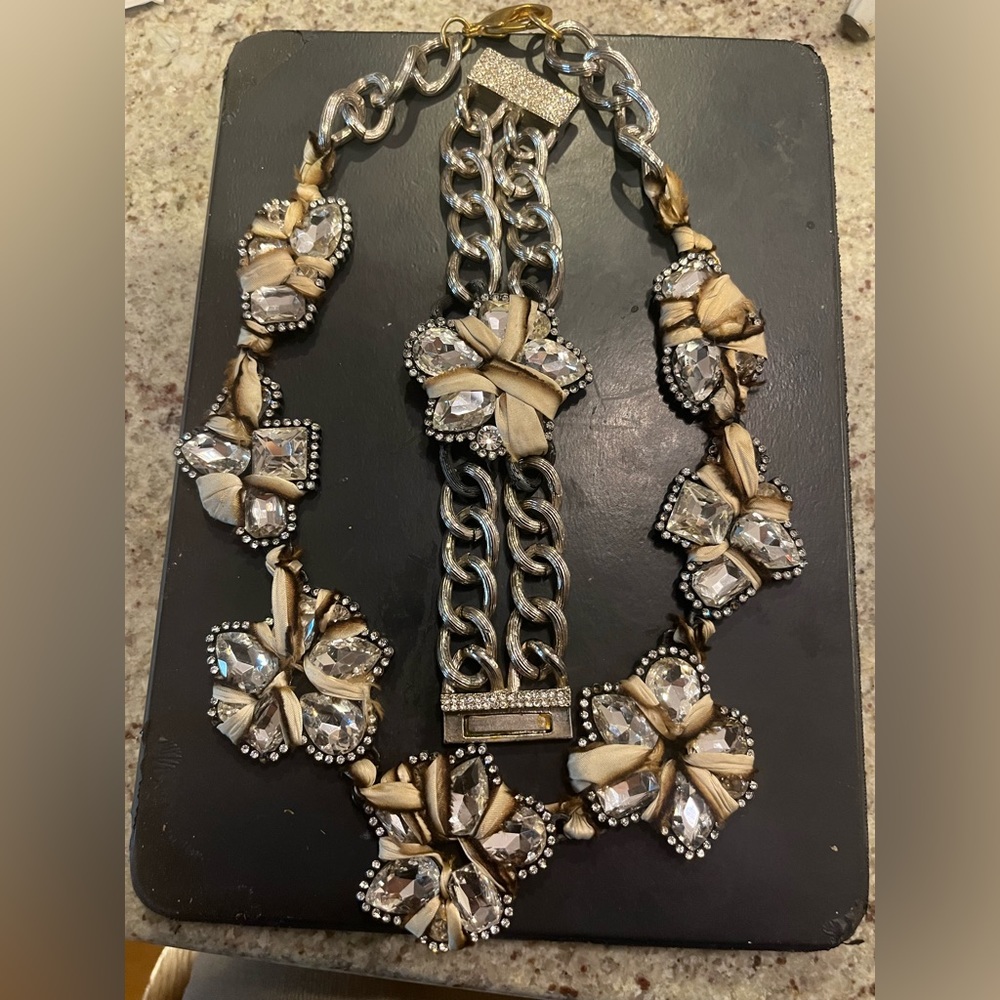 Neiman Marcus beautiful design Crystal and Ribbon Necklace & Bracelet. Like new